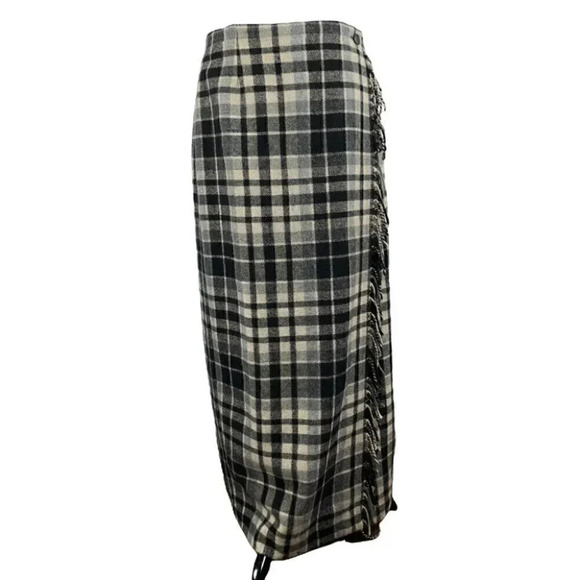 Real comfort skirt size 8 plaid 40% wool wrap long academia preppy vintage 90s - Picture 1 of 10